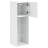TV Cabinets with LED Lights 2 pcs White 30.5x30x90 cm - Low Angle