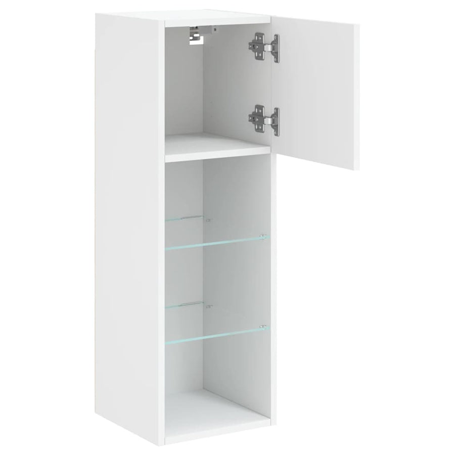 TV Cabinets with LED Lights 2 pcs White 30.5x30x90 cm