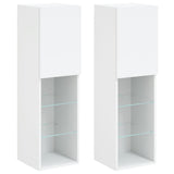 TV Cabinets with LED Lights 2 pcs White 30.5x30x102 cm - Front View