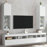 TV Cabinets with LED Lights 2 pcs White 30.5x30x102 cm - Side View