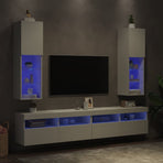 TV Cabinets with LED Lights 2 pcs White 30.5x30x102 cm