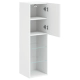TV Cabinets with LED Lights 2 pcs White 30.5x30x102 cm - Low Angle