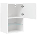 TV Cabinets with LED Lights 2 pcs White 40.5x30x60 cm - Low Angle