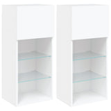 TV Cabinets with LED Lights 2 pcs White 40.5x30x90 cm