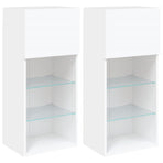 TV Cabinets with LED Lights 2 pcs White 40.5x30x90 cm
