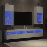 TV Cabinets with LED Lights 2 pcs White 40.5x30x90 cm - Top-Down View