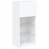 TV Cabinets with LED Lights 2 pcs White 40.5x30x90 cm - Close-Up Angle