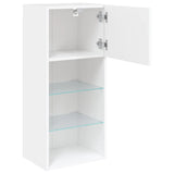 TV Cabinets with LED Lights 2 pcs White 40.5x30x90 cm - Low Angle