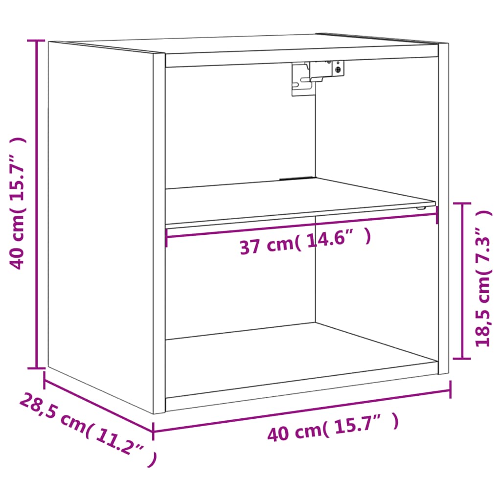 Bedside Cabinet with LED Lights Wall-mounted White