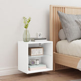 Bedside Cabinet with LED Lights Wall-mounted White - Top-Down View