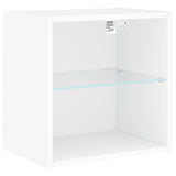 Bedside Cabinet with LED Lights Wall-mounted White