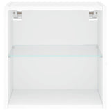 Bedside Cabinet with LED Lights Wall-mounted White