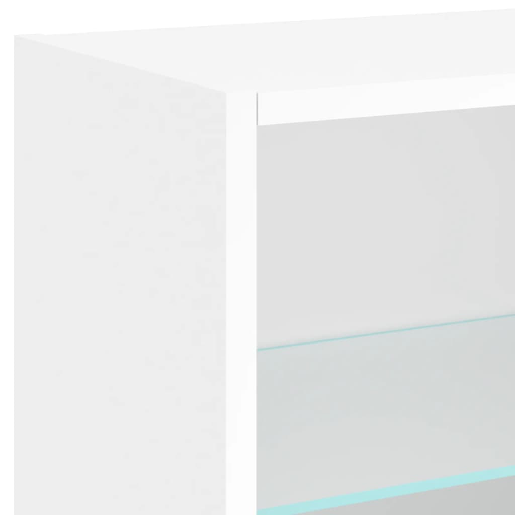 Bedside Cabinet with LED Lights Wall-mounted White