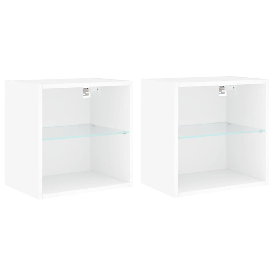 LED Wall Bedside Cabinet 2 pcs White 40 x 28.5 x 40 cm