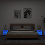 LED Wall Bedside Cabinet 2 pcs White 40 x 28.5 x 40 cm
