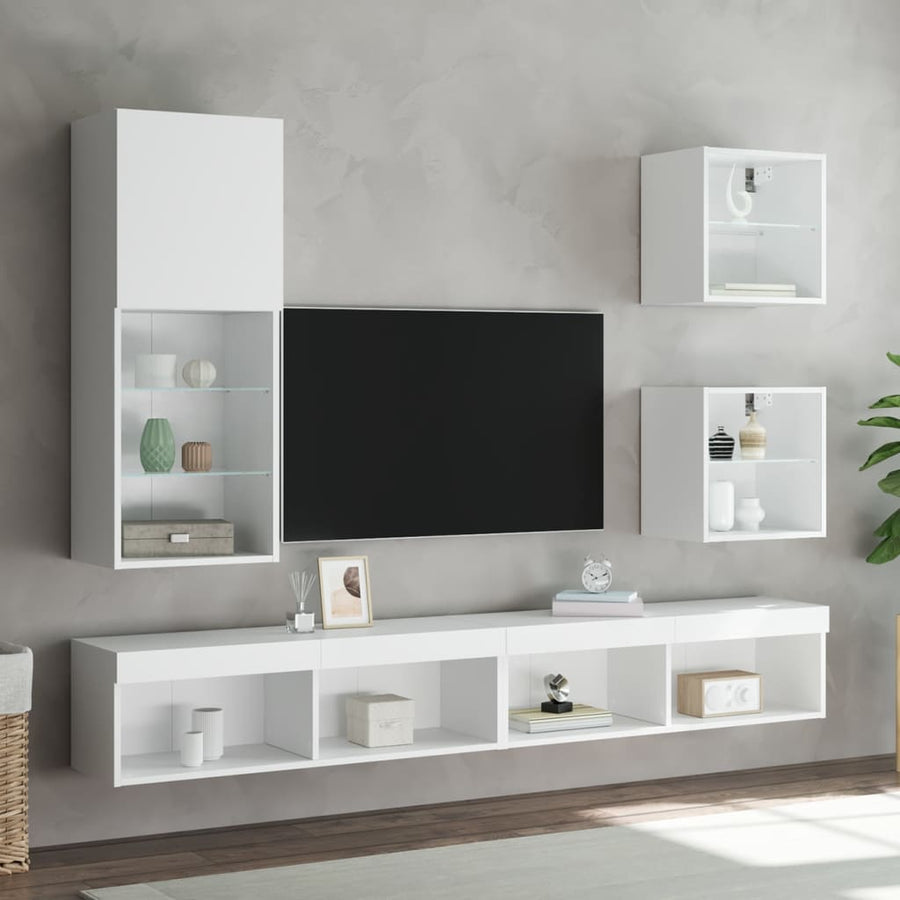 LED Wall Bedside Cabinet 2 pcs White 40 x 28.5 x 40 cm