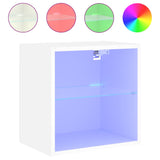 Bedside Cabinets with LED Lights Wall-mounted 2 pcs White - Close-Up Angle