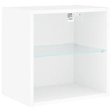 Bedside Cabinets with LED Lights Wall-mounted 2 pcs White - Low Angle