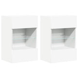 Wall Cabinets with LED Lights for TV 2 pcs White 40x30x60.5 cm