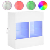 TV Wall Cabinet with LED Lights White 58.5x30x60.5 cm - Front View