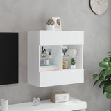 TV Wall Cabinet with LED Lights White 58.5x30x60.5 cm - 45-Degree Angle
