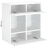 TV Wall Cabinet with LED Lights White 58.5x30x60.5 cm - Low Angle