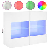 TV Wall Cabinet with LED Lights White 78.5x30x60.5 cm - Front View