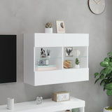 TV Wall Cabinet with LED Lights White 78.5x30x60.5 cm - 45-Degree Angle