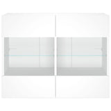 TV Wall Cabinet with LED Lights White 78.5x30x60.5 cm - Close-Up Angle