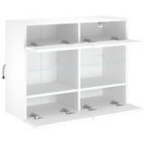 TV Wall Cabinet with LED Lights White 78.5x30x60.5 cm - Low Angle