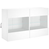 TV Wall Cabinet with LED Lights White 98.5x30x60.5 cm