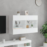 TV Wall Cabinet with LED Lights White 98.5x30x60.5 cm - Top-Down View