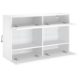 TV Wall Cabinet with LED Lights White 98.5x30x60.5 cm