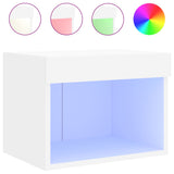 Bedside Cabinet with LED Lights Wall-mounted White - Front View