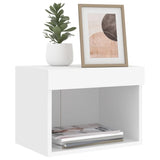 Bedside Cabinet with LED Lights Wall-mounted White - 45-Degree Angle