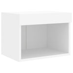 Bedside Cabinet with LED Lights Wall-mounted White