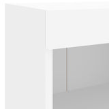 Bedside Cabinet with LED Lights Wall-mounted White - Extra Image