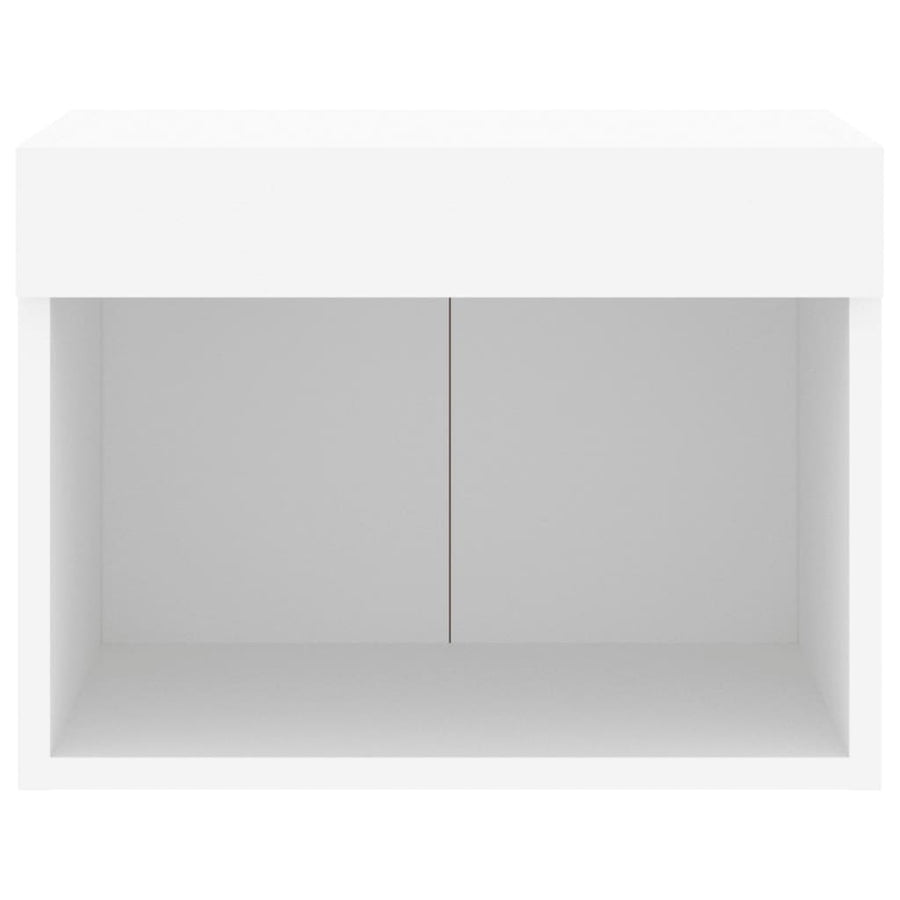Bedside Cabinets with LED Lights Wall-mounted 2 pcs White