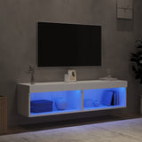 TV Cabinets with LED Lights 2 pcs White 60x30x30 cm - Side View