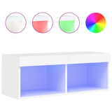 TV Cabinet with LED Lights White 80x30x30 cm - Front View