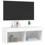 TV Cabinet with LED Lights White 80x30x30 cm - Rear View