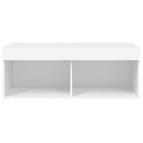 TV Cabinet with LED Lights White 80x30x30 cm - Low Angle