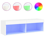 TV Cabinet with LED Lights White 100x30x30 cm - Front View