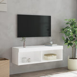 TV Cabinet with LED Lights White 100x30x30 cm - 45-Degree Angle
