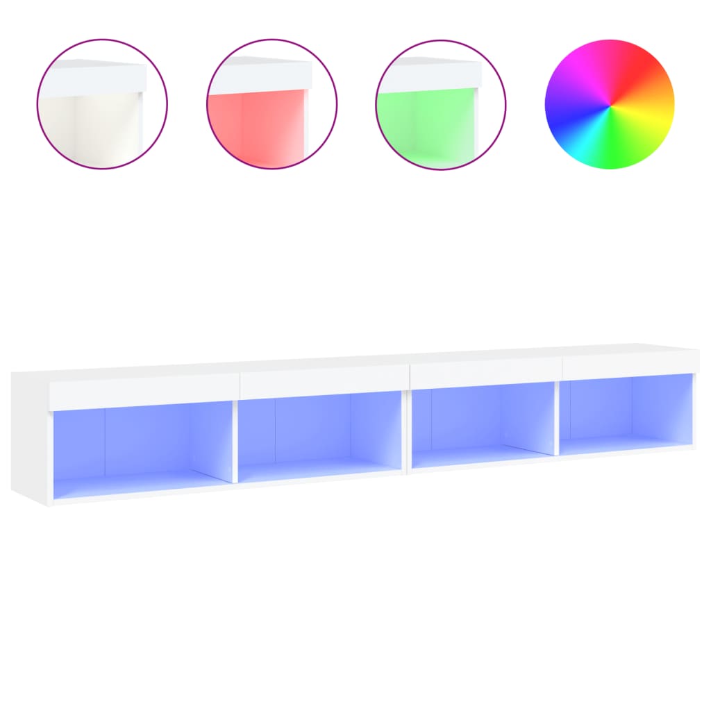 TV Cabinets with LED Lights 2 pcs White 100x30x30 cm