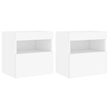 TV Wall Cabinets with LED Lights 2 pcs White 40x30x40 cm - Front View