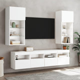 TV Wall Cabinets with LED Lights 2 pcs White 40x30x40 cm - 45-Degree Angle