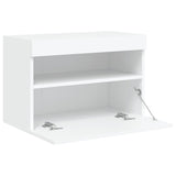 TV Wall Cabinet with LED Lights White 60x30x40 cm - Low Angle