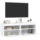 TV Wall Cabinets with LED Lights 2 pcs White 60x30x40 cm - Close-Up Angle