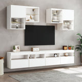 TV Wall Cabinet with LED Lights White 100x30x40 cm - Rear View